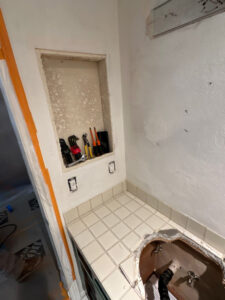 demoing bathroom vanity